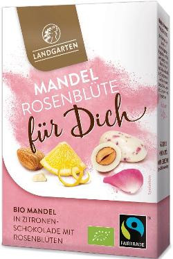 Produktfoto zu Mandeln in Zitronenschokolade mit Rosenblüten 90g