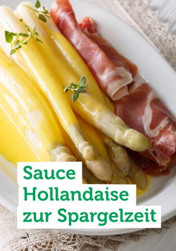 Produktfoto zu Zur Spargelzeit darf die passende Sauce einfach nicht fehlen: cremige Hollandaise für den klassischen Genuss.