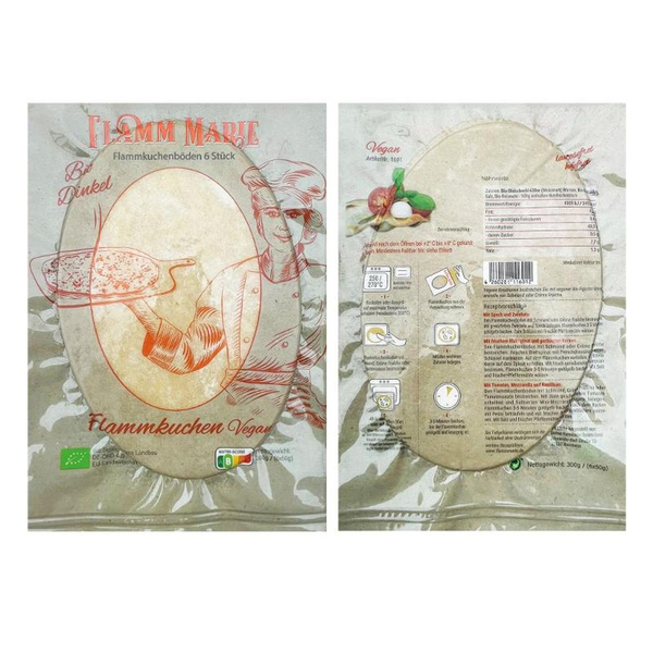 Produktfoto zu Flammmarie Dinkel Flammkuchenböden 6 Stück, 300g