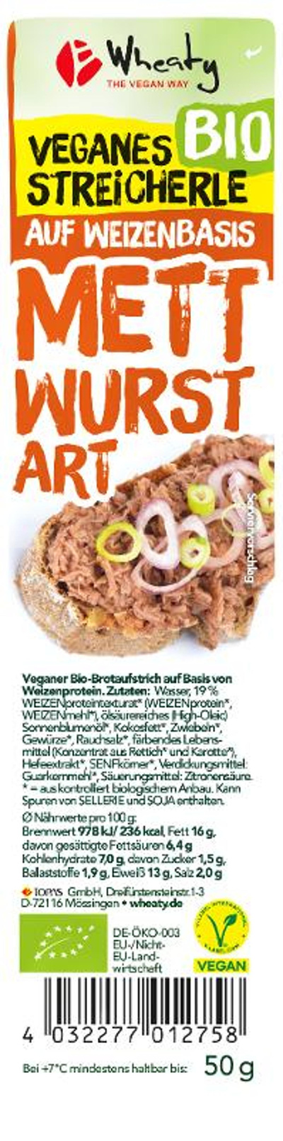 Produktfoto zu Vegane Mettwurst 50g