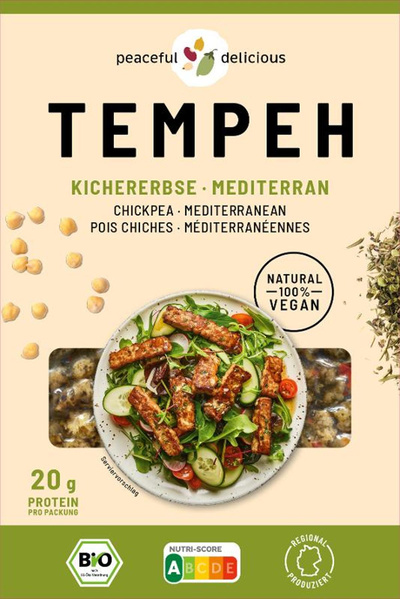 Produktfoto zu Tempeh Block Kichererbsen Mediterran 200g